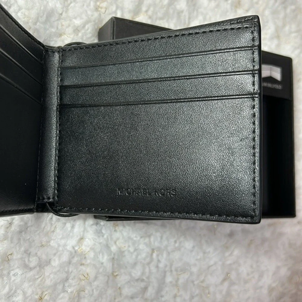Michael‎ Kors Mens Slim Billfold Wallet Black Signature Monogram Logo NIB